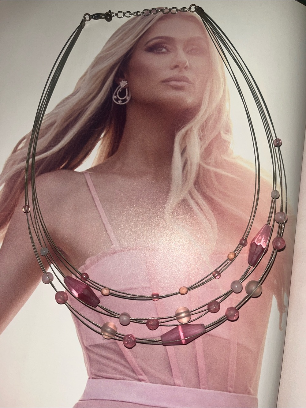 Multi-Strand Pink Beaded Necklace - Women Jewelry